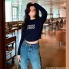 Lmiumiu Autumnwinter New Womens Diamond Letter Knitwear Round Neck Loose Long Sleeve Sweater