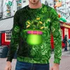 Herrtröjor zip up tröja män herr mens St. Patrick's Day tryckt komposit över hela ärmbesättningsbyxor jacka set