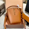 Bolso de diseñador de lujo le 37 bolso de cubo bolso de mano para mujer para hombre Bolsos cruzados Totes moda con correas para los hombros Bolso de mano de cuero con cordón