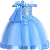 3-10 anos crianças vestidos de festa de natal para meninas apliques flor elegante vestido de casamento com arco crianças aniversário vestido de baile 240220