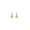 Boucles d'oreilles pendantes à la mode, pendentif en métal perle Simple pour femmes, charme coréen, Clip d'oreille sans trou, bijoux accessoires cadeaux