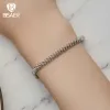Bangles BISAER 100% 925 Sterling Silver Classic Square Buckle Bracelet Retro Braided Chain Link for Women Platinum Plated Fine Jewelry