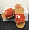 New Designer Women's Wooden Sandal sluffy flat bottomed mule slippers multi-color lace Letter canvas slippers summer home shoes luxury brand chl01 sandles C03152