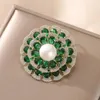 Brooches OKILY Luxury Zircon Flower Brooch Pin For Woman Retro Snowflake Pearl Christmas Accessories Elegant Camellia Decor