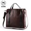 Scione herenaktentas Crazy horse PU lederen handtas Zakelijk kantoor Bestandstas Vintage Messenger Bags Casual werk Tote1260P