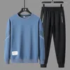 Herrspårar 2024 Spring Pullover Sweatpants Långärmad herrar Tvådel tröja byxor Set Sports Casual Fashion Men 5xl