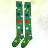 Chaussettes pour femmes, 1 paire, bas de Cosplay Clown, motif à pois sur la longue tenue de soirée, spectacle de danse (noir)