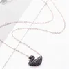 Ожерелье из муассанита, 18-каратное розовое золото, черное ожерелье, женское невыцветающее кулон из титановой стали, простая цепочка на ключицу для подруги