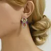 أقراط مسمار الهندسة الهندسية متعددة الطبقات البيان الكريستال ثقب للنساء تصميم المعادن البوهيمية الأذن الأذن الأزياء المجوهرات الأزياء