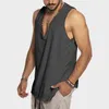 Tanktops voor heren Zomerzonneschijn Katoenen top 2024 Effen schouder Mouwloos Casual sport Losse herenkleding