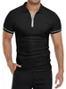 Herren Polos 2024 Sommer-Poloshirt, leichtes Revers, einfarbig, schmal geschnittenes Kurzarm-Poloshirt