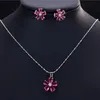 Choucong Merk Bruiloft Sieradensets Luxe Sieraden 925 Sterling Zilver Waterdruppel Meerkleurig 5A Kubieke Zirkonia Diamant Edelstenen Oorknopje Sleutelbeenketting Cadeau