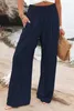 RX6602 Autunno e inverno nuovi pantaloni casual da donna popolari in cotone canapa a vita alta con elastico in vita a vendita rapida