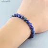 Frisado Real 5A Natural Lapis Lazuli Stone Beads Pulseira Homme Elástico de Alta Qualidade Energia Cura Jóias para Mulheres Presente para Namorado YQ240226