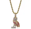 Mode Owl Pendant Halsband banade full zirkoniumfärgad stendjur charms hiphop smycken för män koppar6189810