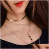 Pendant Necklaces Y Mtilayer Sequins Long Tassel Choker Necklace Accessories For Women Jewelry Layers Collar Drop Delivery J Dhgarden Dhp3V