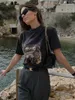 Kadın Tişörtleri Tiger Grafik T-Shirt Kadınlar Kısa Kollu Yuvarlak Boyun Moda Tees Üstler 2024 Yaz Giysileri Vintage Tee Fil Tişörtleri Kadın