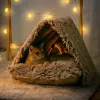 Matten Driehoek Huisdier Nest Herfst Winter Warm Bed Afneembaar Kattenhuis Verplaatsbare Hond Cave Puppy Puppy Tent Comfortabele Slaapmat Bank