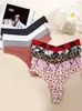 Women's Panties BANNIROU 1Pcs Seamless Thongs Ice Silk Sports Print Female Low-Rise Ladies Intimates Underwear