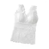Camisoles & Tanks See-through Pads Beauty Back Thin Bra Vest Sweet Lace Stitching Casual Underwear Top Sexy Lingerie