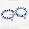 Cadena de alta calidad Moda Mal de ojo azul Cuentas de acrílico Pulsera de cadena Turco Hamsa Mano Fátima Pulseras de palma para mujeres Me Dhgarden Dhkyd