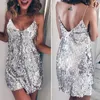 Casual Dresses Chic Summer Dress Deep V-Neck Off Shoulder Stretchy Sexy Night Club Wear Sequins