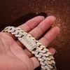 Collana di gioielli Hip Hop in oro massiccio di lusso da 15 mm con 3 file Vvs Pass Tester con catena cubana Moissanite Ice Out