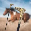 Coppery Horse Handle Luxury Pattern Walking Stick Party Fashion Elegant Walking Stick Decorative Cospaly Cane Knob Crosier 90cm