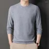 Men's Polos Spring Shirt Waffle Long-Sleeved T-shirt Round Neck Trend Sweater Undershirt