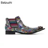 Batzuzhi Super Fashion Men Boots Shoes Metal Tip Leather Dress Shoes Man Shining Equin Personal Fool for Men ، أحجام كبيرة!