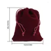 Sacs de rangement Vin Rouge Flanelle Cadeau Ruban 10x12cm Cosmétiques Bijoux Sac Adapté Aux Cils Cheveux Claret Pochettes À Cordon 1pcs