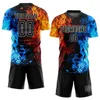 Anpassad figur Black-White Flame Sublimation Soccer Uniform Jersey