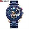 Curren Carreon 8395 Herr Business Steel Band Watch Quartz Calender Six Needle Multi Purpose Glow in the Dark Mens Watch