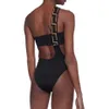 Kvinnors badkläder svart bandage kvinnlig bodysuit Swim Designer märke badkläder halter vadderad simning sexig 240226