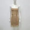 BEVENCCEL 2024 Zomer vrouwen Hoge Kwaliteit Sexy Strapless Strakke Borst Stijl Kwastje Bandage Jurk Elegante Celebrity Party