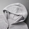 Herrtröjor Autumn och vinter 100 Pure Cashmere Cardigan Men Hooded Shoulder Zipper Löst kappa tröja ull stickad topp