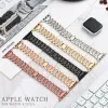 Chain Diamond Case+strap for iwatch band 41mm 45mm 44mm 40mm 42mm 38mm Stainless Steel bracelet correa apple watch 7 6 5 4 3 2