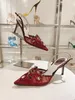 Летний итальянский дизайн Rene Caovilla Veneziana, женские сандалии, обувь с острым носком, сетчатая кожа с ремешком на пятке и кристаллами, женские туфли-лодочки на шпильке EU35-43