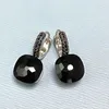 매달린 귀걸이 10.6mm Nudo Inlay Black Zircon Gun Plated Square Candy Crystal Fashion Jewelry