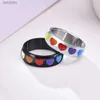 Solitaire Ring Rainbow Color Series en acier inoxydable Rainbow Pride Pride Ring Femme Femme Mariage Bijoux Cadeaux 240226