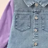 Stagione primaverile e autunnale Ragazzi Ragazze Neonati Manica lunga Vivace Romantico Denim Patchwork Giacca a colori 240220