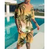 Men's Tracksuits Summer Tshirt Suit 3D Printing Tropical Style Beach Pants 2-Piece Set Oversized O-Neck XXS-6XL