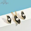 Mytys colar de pérolas em folhas pretas, conjuntos de joias para mulheres, retrô romântico, molduras de fio de ouro, brincos com pingente de folha ce611cn540199k