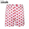 Iiniim hommes mignon amour coeur imprimé classique doux Boxer Shorts léger en vrac vêtements de plage conseil salon Homme Shorts Sweetpants 240226