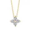 Pendants 925 Sterling Silver Flower Zircon Pendant Necklace For Girls Beautiful Friend Friendship Long Choker Ladies Luxury Jewelry
