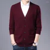 Pulls pour hommes Laine Automne Cardigan 200% et Pure Hiver Épaissie Casual Col V Diamant Jacquard Pull tricoté