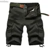 Shorts masculinos verão multi bolso militar carga shorts 2023 moda masculina algodão cáqui calções táticos calças curtas streetwear 240226