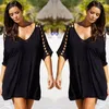 Partykleider Damen V-Ausschnitt Beachwear Beach Wear Cover Up Kaftan Damen Sommer Schwarz