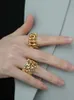 Bandringe 18K Gold Metall gewebter massiver Ring Stunt Designer T-Show Club Cocktail Party Selten Japan Korea INS J240226