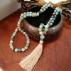 Pendentifs 6mm Amazonite pierre précieuse 108 perles Mala gland collier bénédiction guérison à la main Chakra accessoires prier Reiki Ruyi